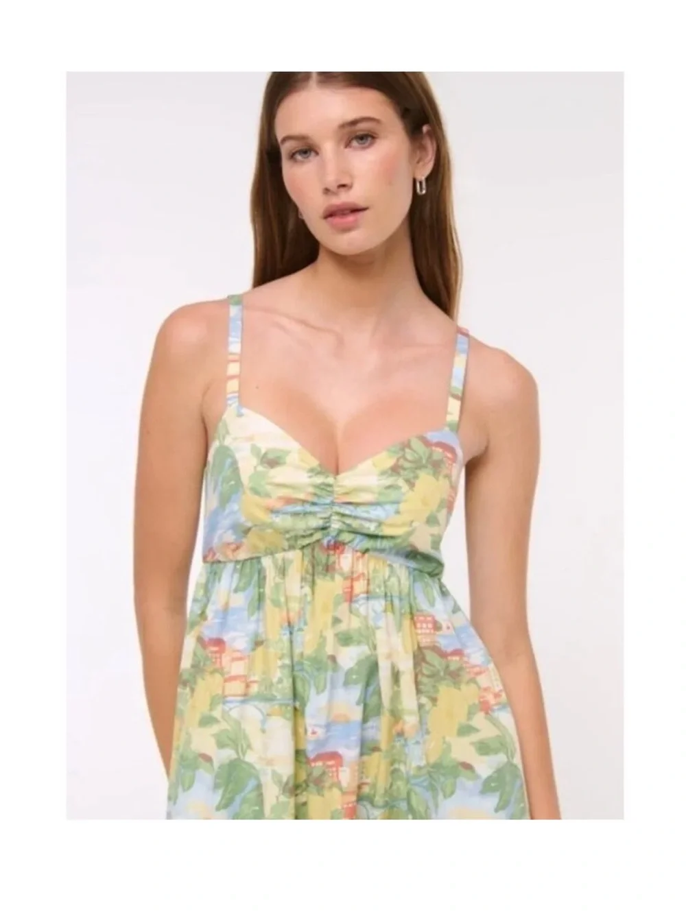 Abercrombie & Fitch Yellow and Green Floral Maxi Dress